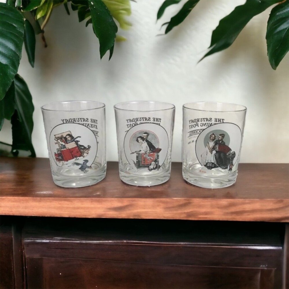 Vintage 3 Norman Rockwell The Saturday Evening Post Glassware Collection